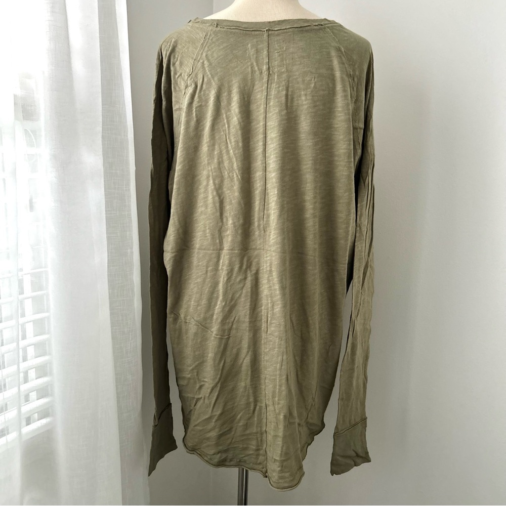 🍒(A272) NEW Free People Arden Long Sleeve Tee. Washed Olive Green. Size: Large - Picture 5 of 14